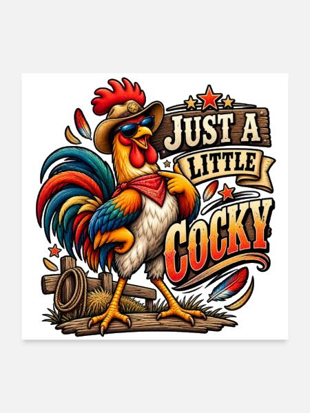 Just a Little Cocky Rooster - Poster 24x24 - white - Front