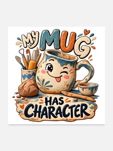 My Mug Has Character - Poster 24x24 - white - Front
