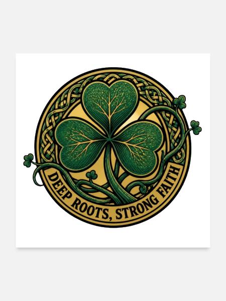 Deep Roots, Strong Faith Shamrock - Poster 24x24 - white - Front