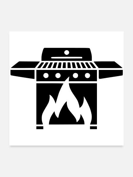 Gas Grill Master BBQ Cookout Fathers Day - Poster 24x24 - white - Front