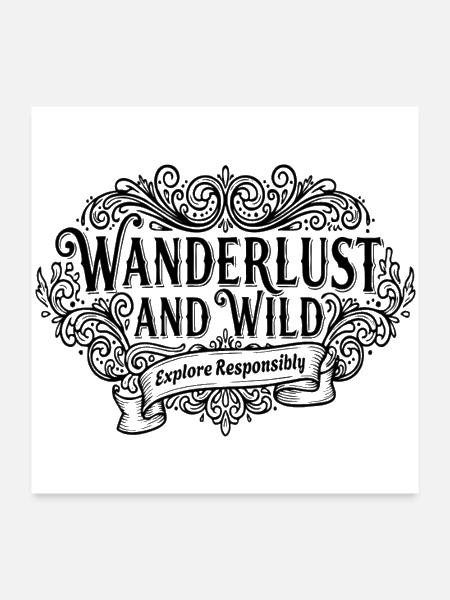 Wanderlust and Wild, Explore Responsibly - Poster 24x24 - white - Front