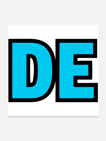 DE Initials Block Logo - Poster 24x24 - white - Front