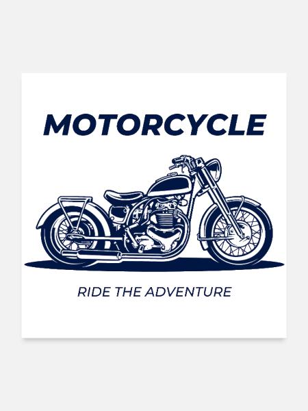 motocyclette - Poster 24 x 24 po - blanc - Devant