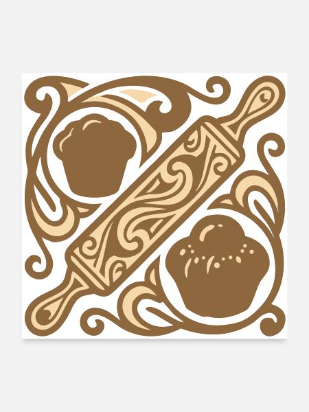 Rolling Pin Baking Graphic - Poster 24x24 - white - Front