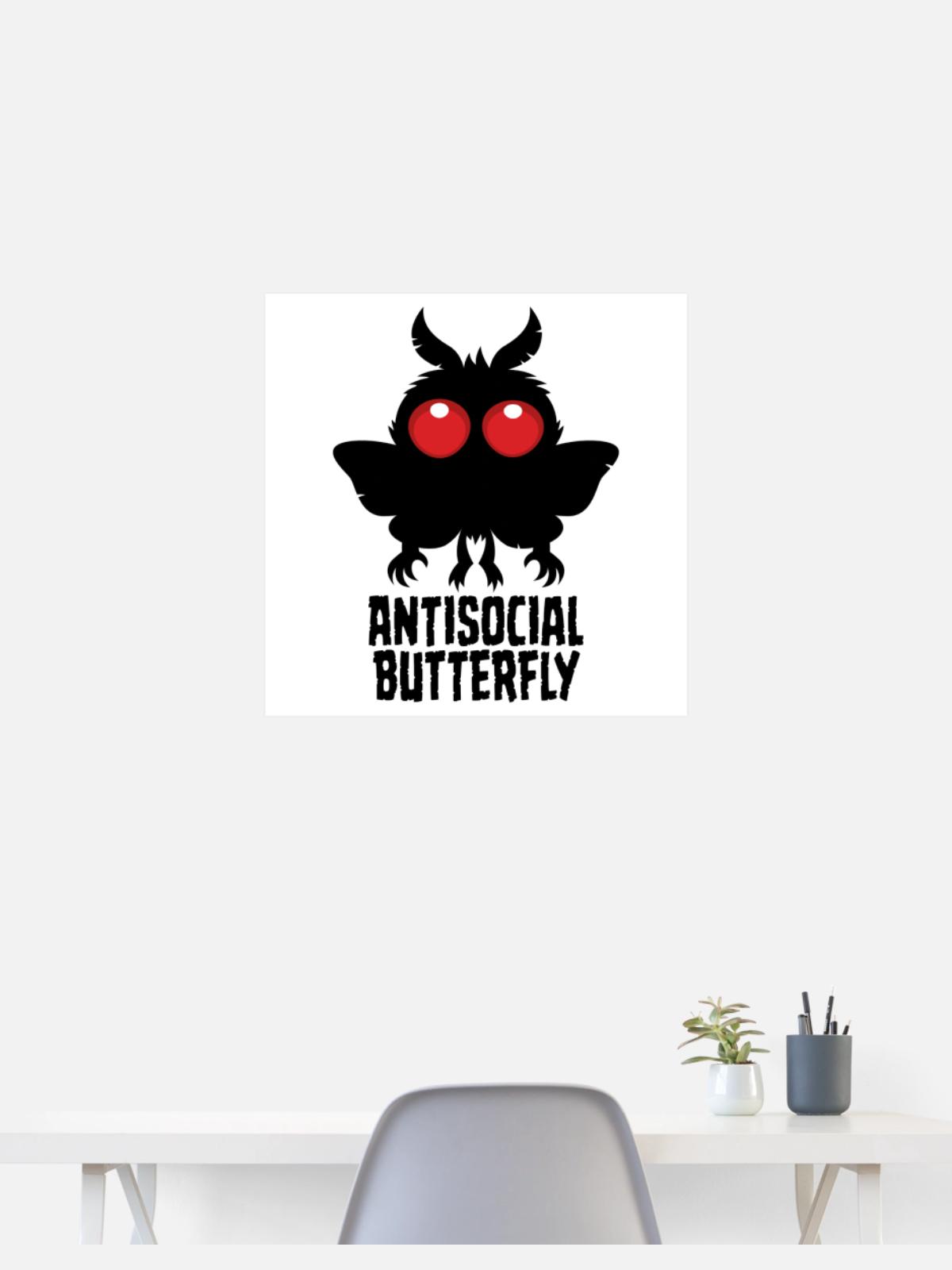 Antisocial Butterfly Mothman Cryptid - Poster 24x24 - white - Front