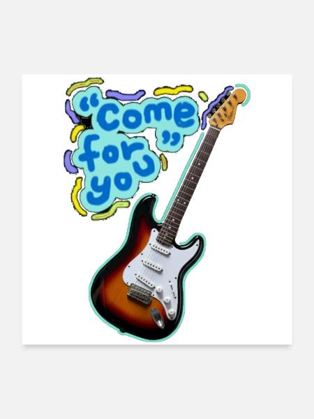 Neon Guitar Come For You - Poster 24x24 - white - Front