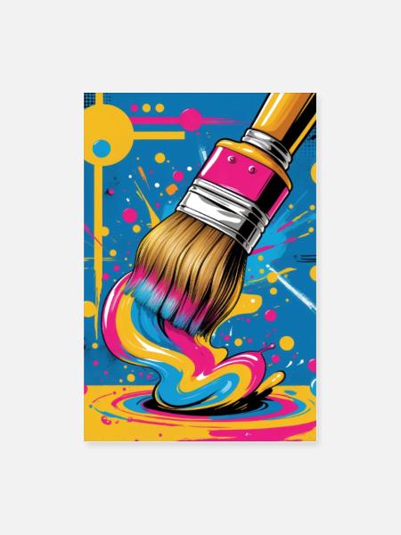 Vivid Splash Paintbrush - Poster 8x12 - white - Front