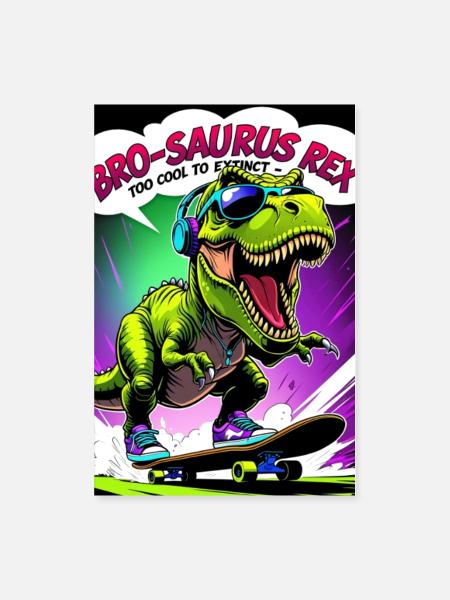 Funny Bro-saurus Rex Too Cool to Extinct - Poster 8x12 - white - Front