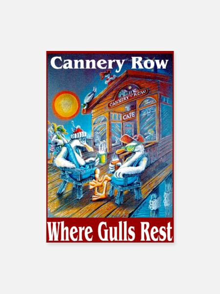 Gulls Rest at Cannery Row Bright Illustration - Poster 8x12 - white