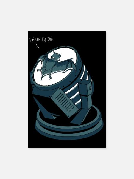 Midnight Bat on Clockwork - Poster 8x12 - white - Front