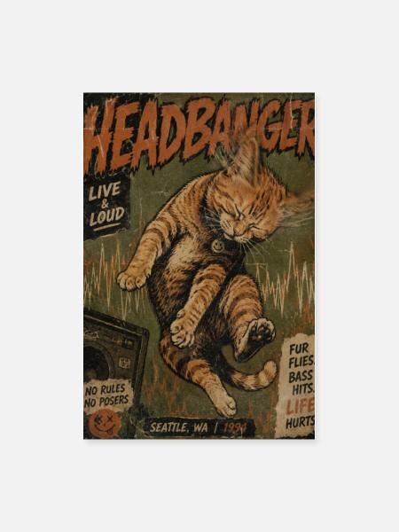 Retro Cat Rock Concert Poster Design - Poster 8x12 - white - Front