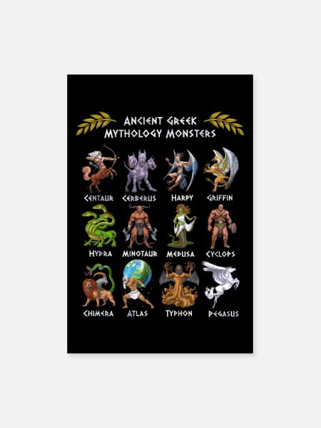 Ancient Greek Mythology Creatures - Poster 8x12 - white - Front