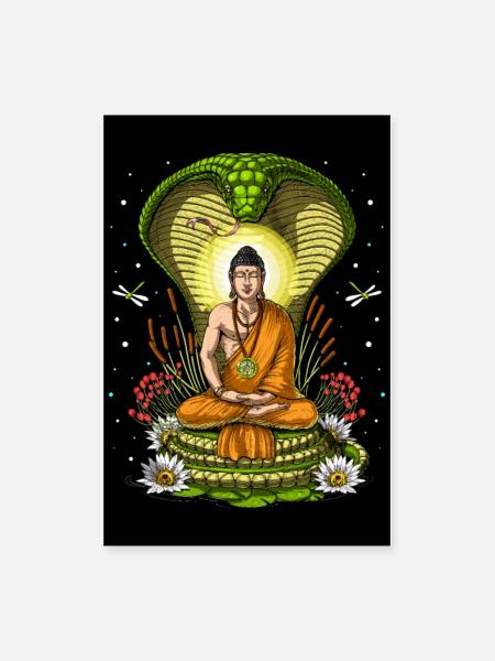 Buddha Cobra Meditation - Poster 8x12 - white - Front