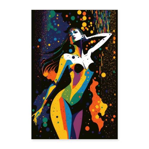 Vibing in the Night - Colorful Minimal Portrait - Poster 8x12