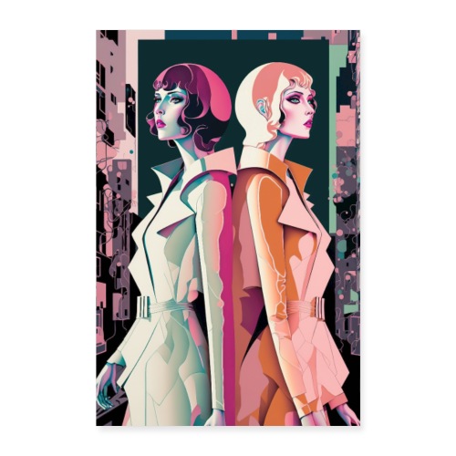 Trench Coats - Vibrant Colorful Fashion Portrait - Poster 8x12