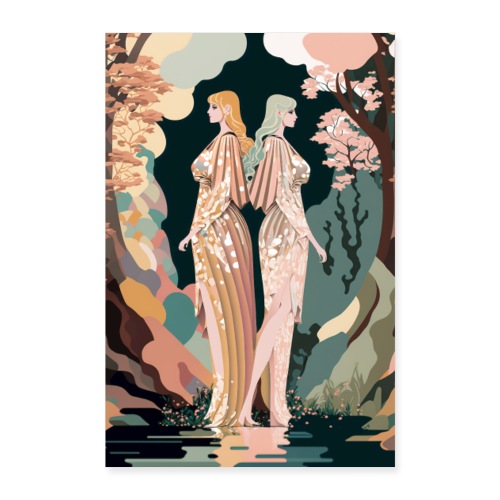 Lovers in the Woods - Exploring a Beautiful Forest - Poster 8x12