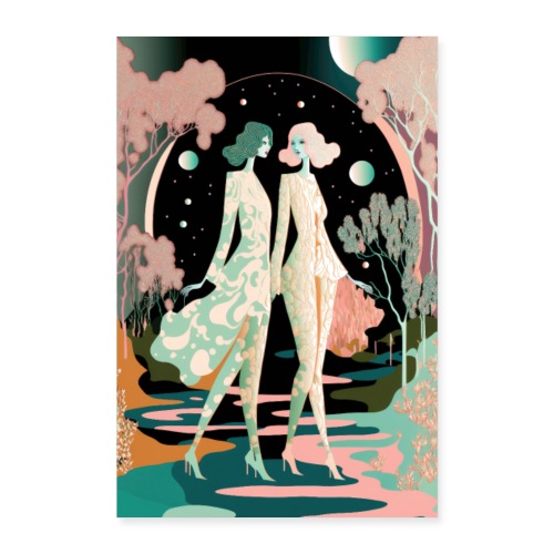 Lovers in the Woods - Two Women in the Forest - Poster 8x12