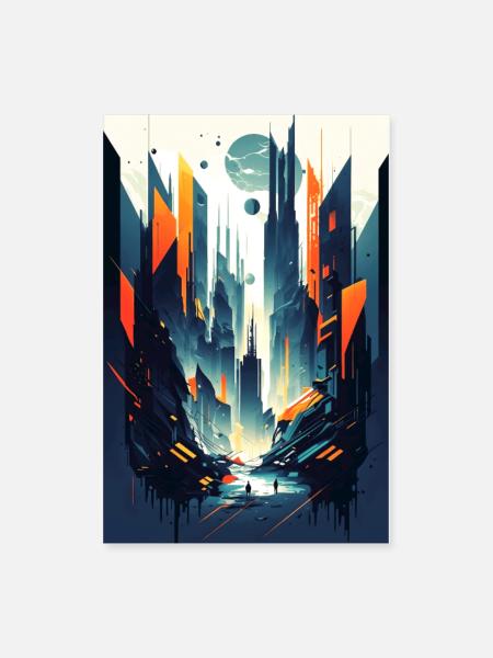Futuristic Cityscape: An Abstract Metropolis - Poster 8x12 - white - Front
