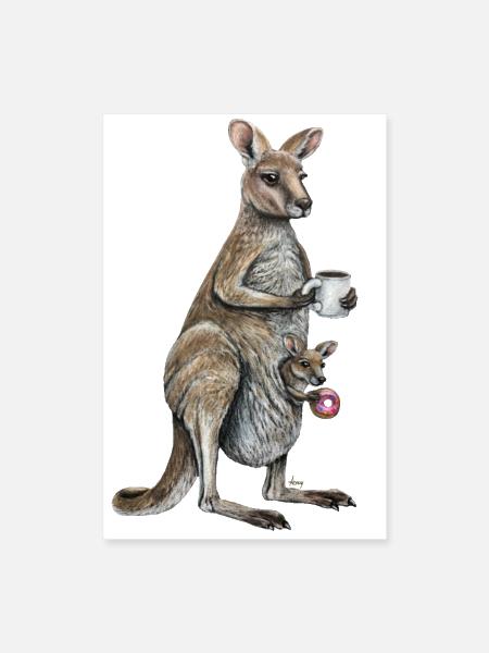 "Coffee with Joey" - Kangaroo Coffee - Poster 8x12 - white - Front