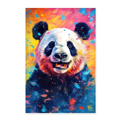 Paint Splatter Panda Bear - Poster 8x12