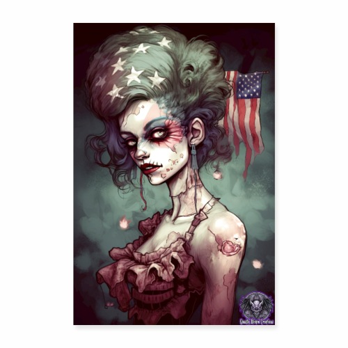 Patriotic Undead Zombie Caricature Girl #18 - Poster 8x12