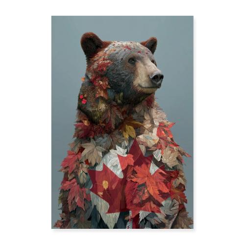 Canada: Leaves & Bear - Poster 8x12