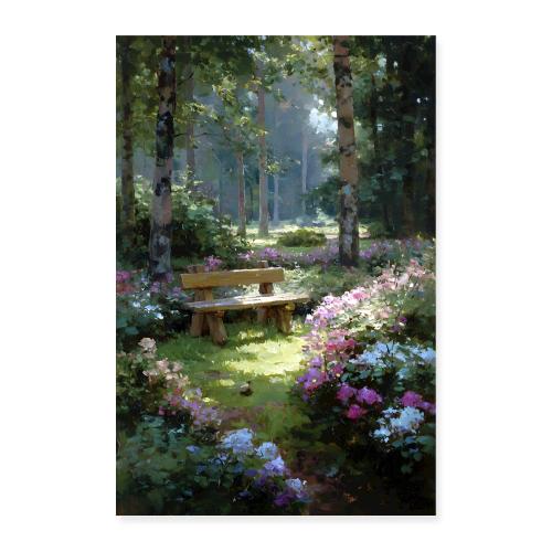Digital Painting: Floral Bench Bliss - Poster 8x12