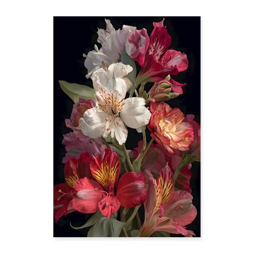 Digital Painting: Red and white blooms - Poster 8x12