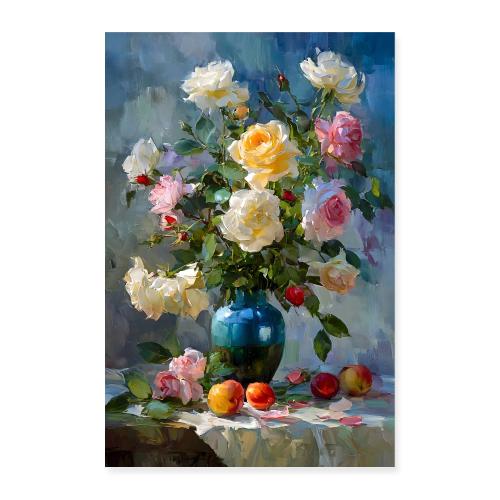 Digital Painting: Peach & Petals - Poster 8x12