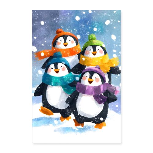 Snowy Penguin Parade - Poster 8x12