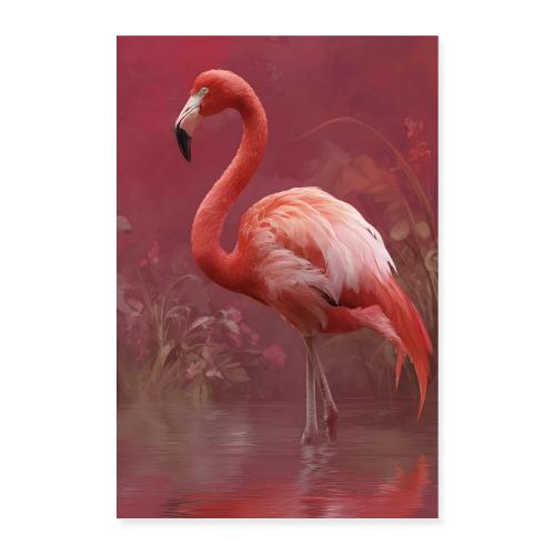 Pink flamingo: Blush Feathers - Poster 8x12