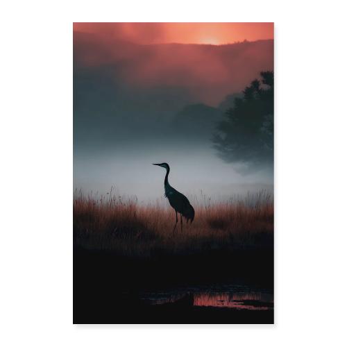Sandhill Crane: Twilight Sentinel - Poster 8x12