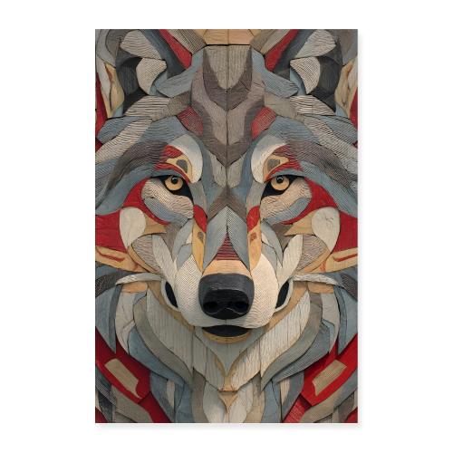 Wolf in Wooden Essence - Poster 8x12