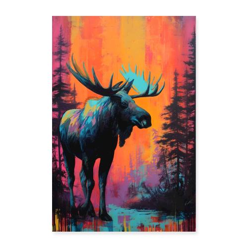 Surreal Wild Moose - Poster 8x12