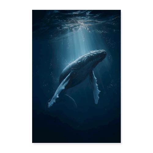 Whale: Deep Blue Majesty digital painting - Poster 8x12