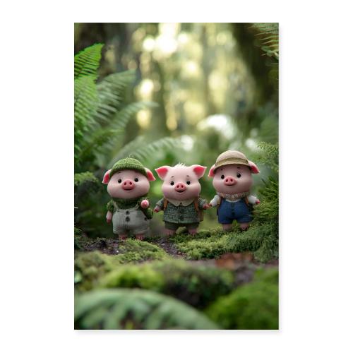 Piggy walk in the forest - Poster 8x12