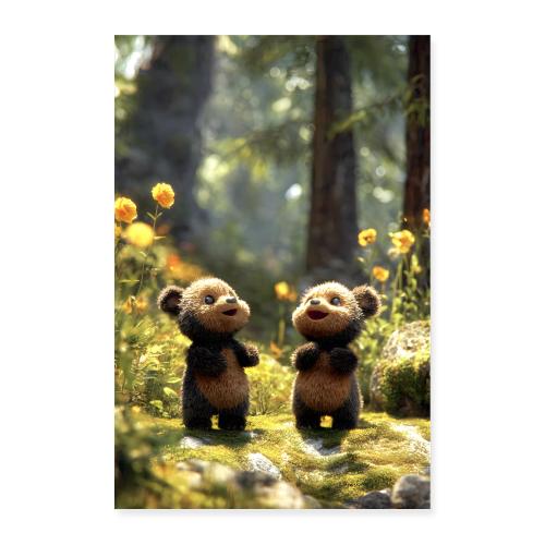 Bears Among the Flowers - Poster 8x12