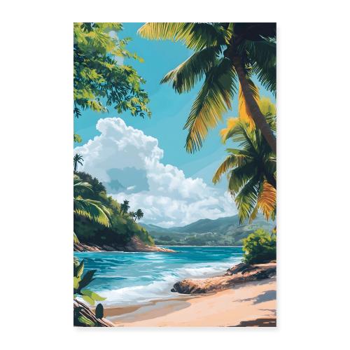 Digital Painting: Tropical beach on a sunny day - Poster 8x12
