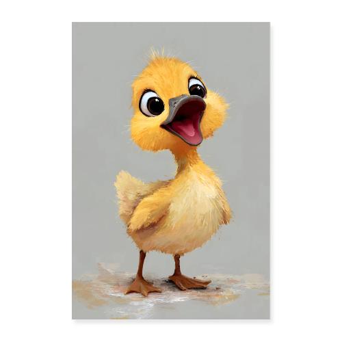 Happy yellow baby duck - Poster 8x12