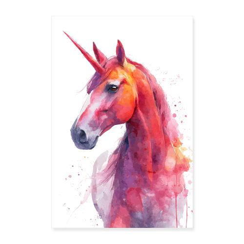 Watercolor Unicorn Portrait - Poster 8x12