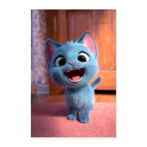 Smiling Blue Kitten - Poster 8x12