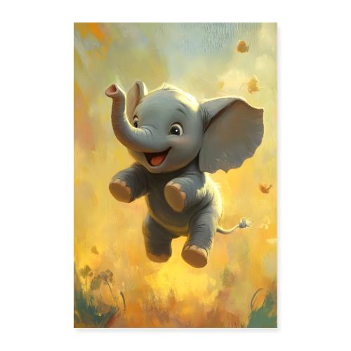 Floating Elephant Joy - Poster 8x12