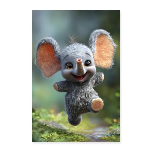 Elephant on the Run - Poster 8x12