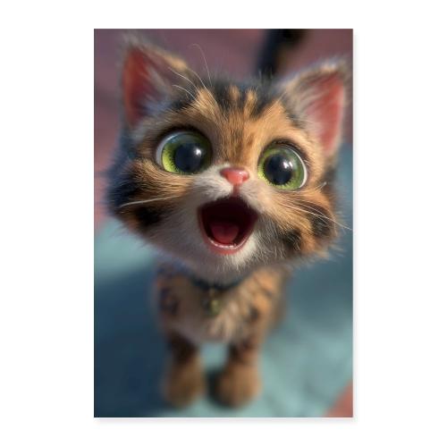 Amazed Little Kitten - Poster 8x12