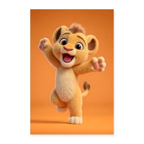 Joyful Baby Lion Dance - Poster 8x12