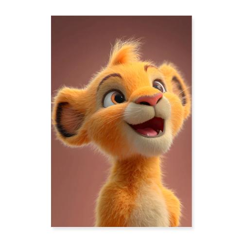 Smiling Lion Cub Portrait - Poster 8x12