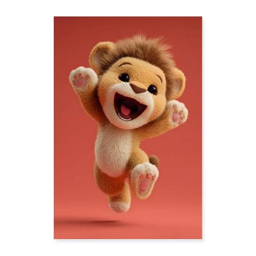 Young happy lion jumping - Poster 8x12