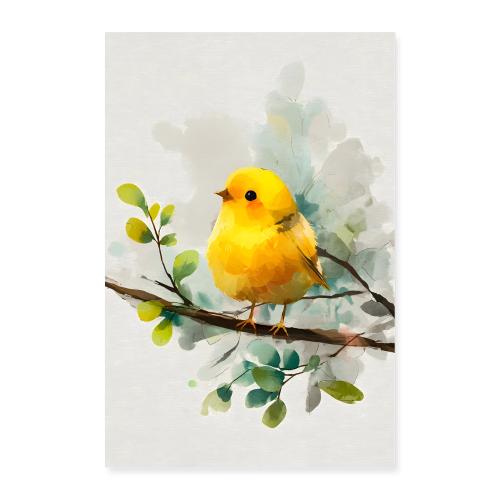 Golden Bird on Blue Sky - Poster 8x12