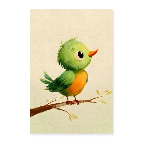 Green and Orange Songbird - Poster 8x12