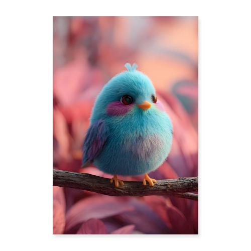 Blue Bird Perched in 3D - Poster 8x12